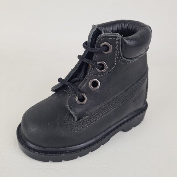 Timberland 6In Classic TODDLER Casual Boots Outdoors Black Leather - Picture 1 of 10
